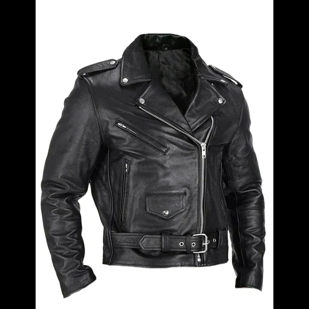 Asymmetric Zip-Up Biker Jacket for Men