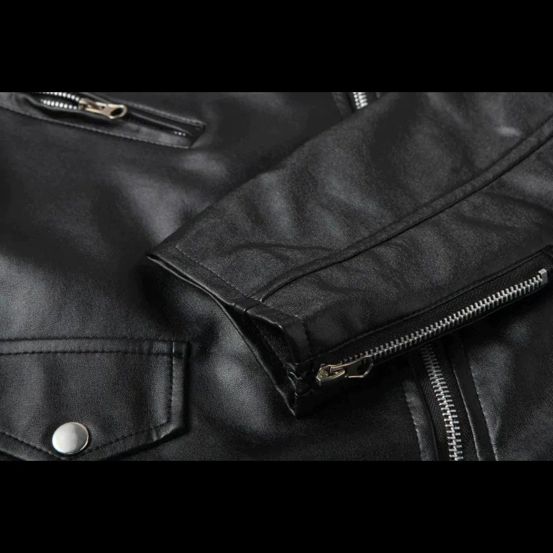 Asymmetric Zip-Up Biker Jacket for Men - View 3
