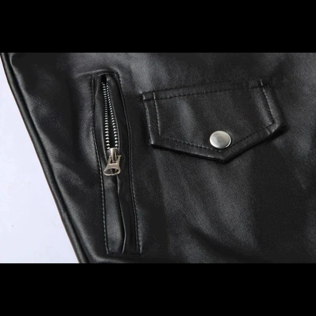 Asymmetric Zip-Up Biker Jacket for Men - View 4