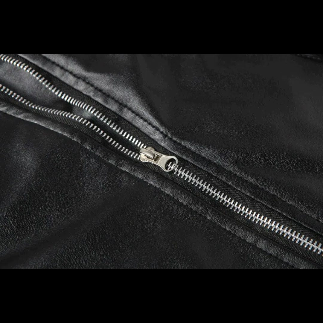 Asymmetric Zip-Up Biker Jacket for Men - View 5