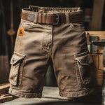 Belted Cargo Shorts for Men - Brown