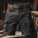 Belted Cargo Shorts for Men - Black
