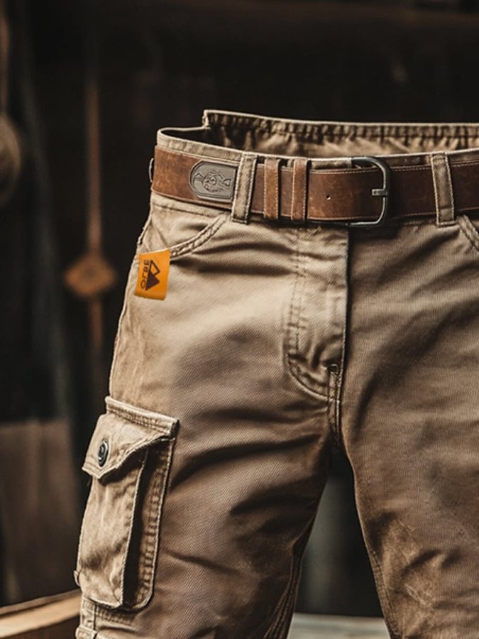 Belted Cargo Shorts for Men - View 4