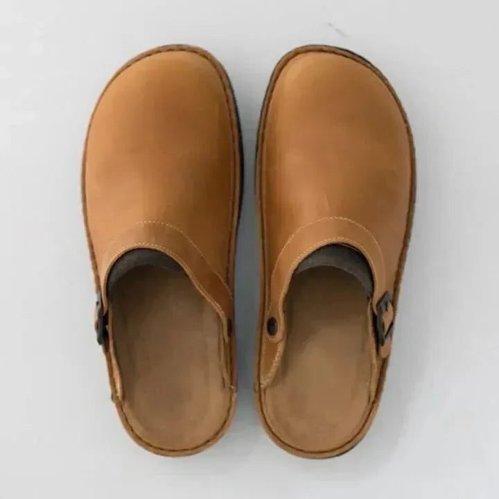 Buckle Strap Clogs for Men - Beige