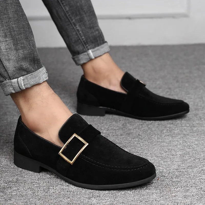 Buckle Strap Suede Loafers for Men - View 2