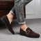 Buckle Strap Suede Loafers for Men - Dark Brown