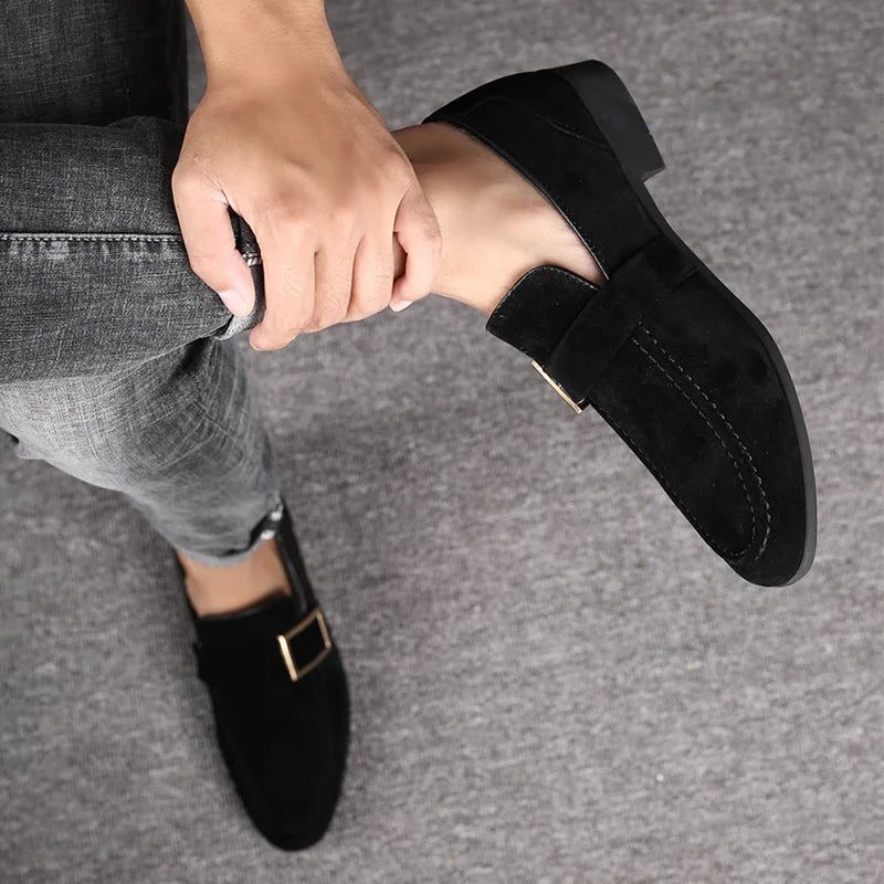Buckle Strap Suede Loafers for Men - View 4