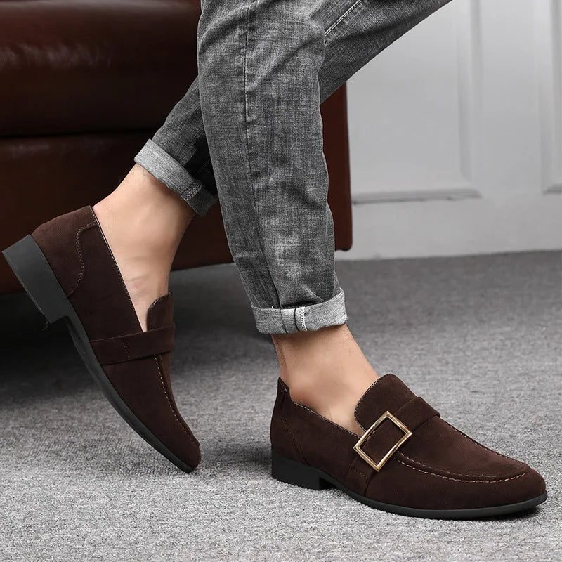 Buckle Strap Suede Loafers for Men - View 7