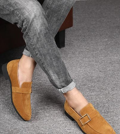 Buckle Strap Suede Loafers for Men - View 9