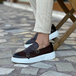 Buckle Strap Leather Slip-On Sneakers for Men - View 2