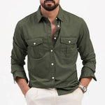 Button-Down Cargo Shirt for Men - Army Green