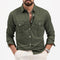 Button-Down Cargo Shirt for Men - Army Green