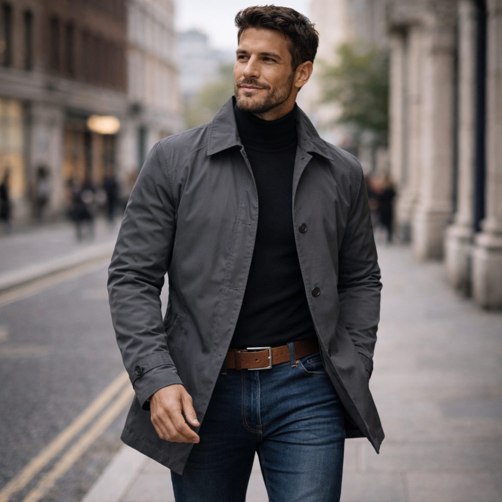 Button-Down Collar Coat for Men - View 2