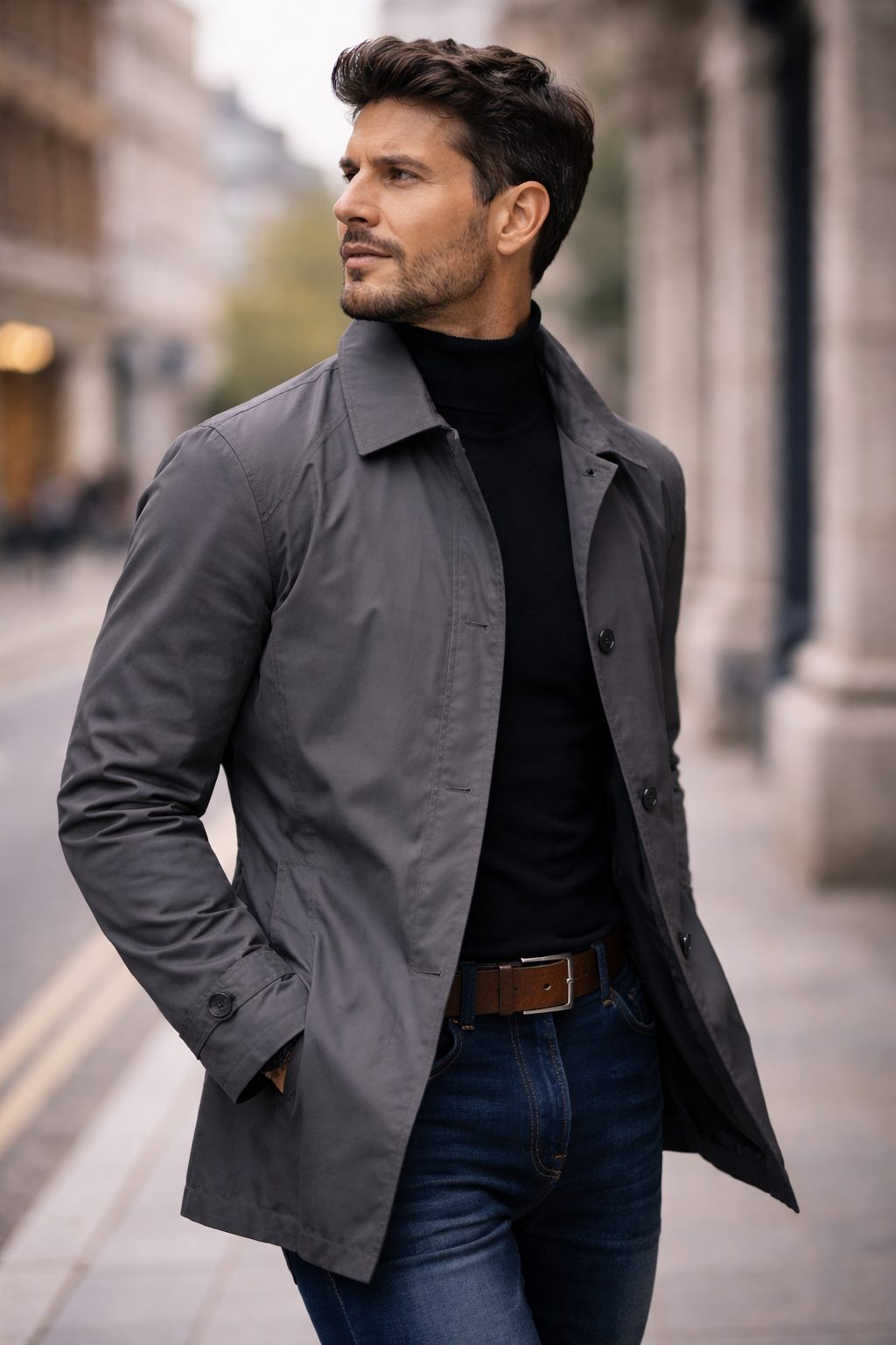 Button-Down Collar Coat for Men - View 4