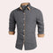 Button-Down Contrast Cuff Long Sleeve Shirt for Men - Gray