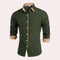 Button-Down Contrast Cuff Long Sleeve Shirt for Men - Green