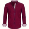 Button-Down Contrast Cuff Shirt for Men - Burgundy
