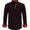 Button-Down Contrast Cuff Shirt for Men - Black