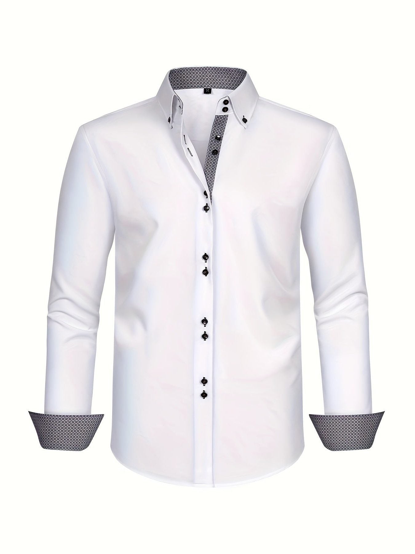 Button-Down Contrast Cuff Shirt for Men - View 8