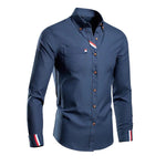 Button-Down Cotton Oxford Shirt for Men - Navy Blue