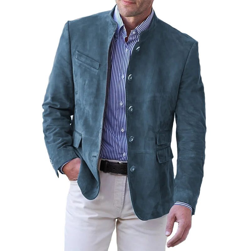 Button-Down Suede Blazer for Men