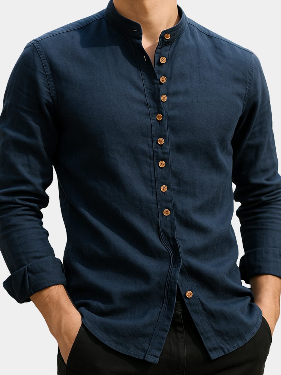 Button-Down Linen Cotton Shirt for Men
