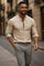 Button-Down Linen Long Sleeve Shirt for Men - Beige