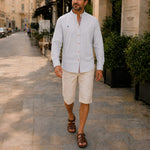 Button-Down Linen Shirt for Men - Grau