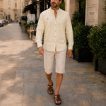 Button-Down Linen Shirt for Men - Beige