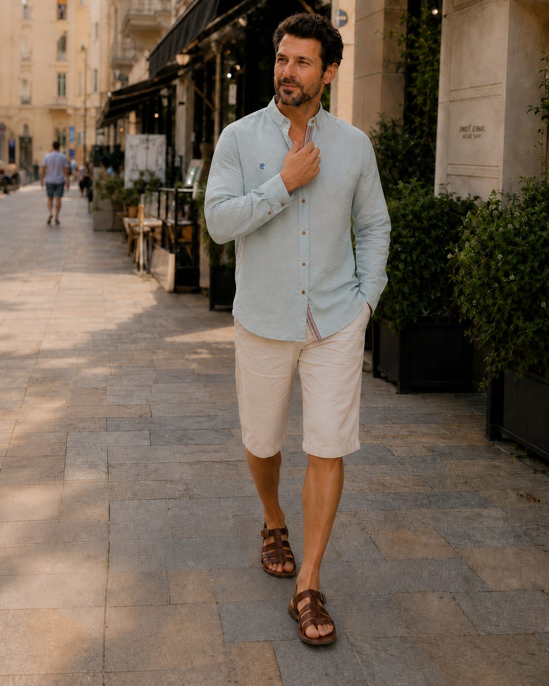 Button-Down Linen Shirt for Men - View 2