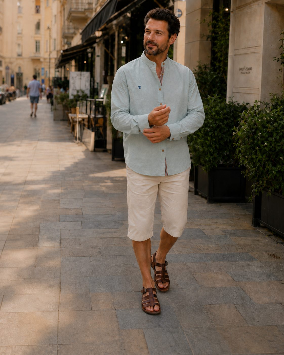 Button-Down Linen Shirt for Men - View 3