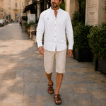 Button-Down Linen Shirt for Men - Weiß