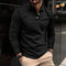 Button-Down Long Sleeve Polo Shirt for Men - Black