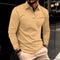 Button-Down Long Sleeve Polo Shirt for Men - Khaki