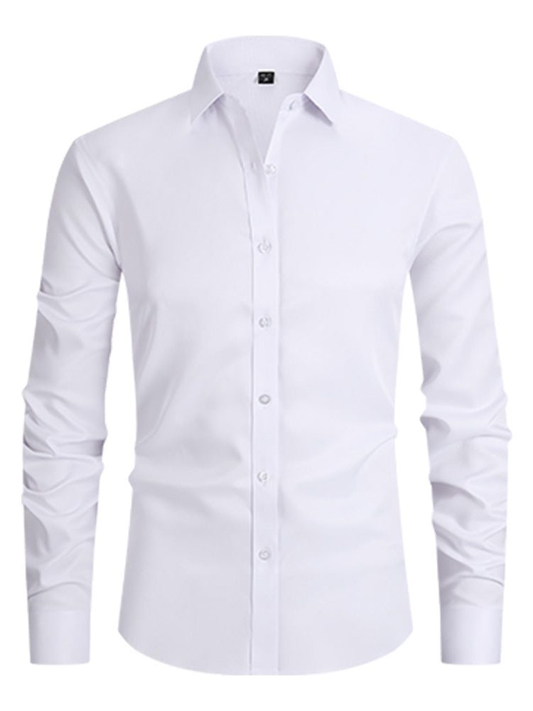 Button-Down Long Sleeve Stretch Shirt for Men - Weiß 2