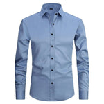 Button-Down Long Sleeve Stretch Shirt for Men - Hellblau