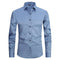 Button-Down Long Sleeve Stretch Shirt for Men - Hellblau