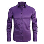 Button-Down Long Sleeve Stretch Shirt for Men - Lila