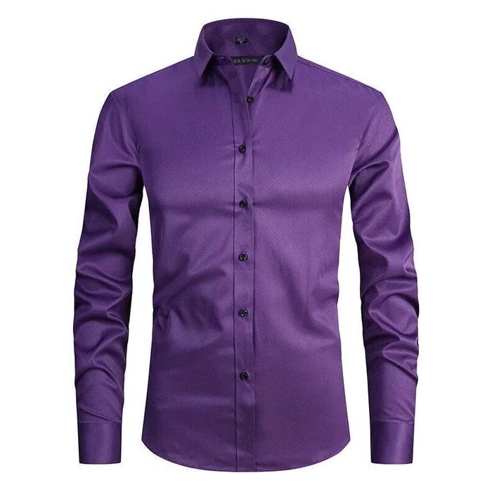 Button-Down Long Sleeve Stretch Shirt for Men - Lila