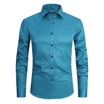 Button-Down Long Sleeve Stretch Shirt for Men - Hellgrün