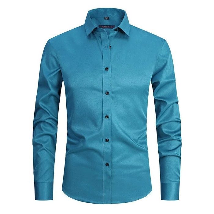 Button-Down Long Sleeve Stretch Shirt for Men - Hellgrün