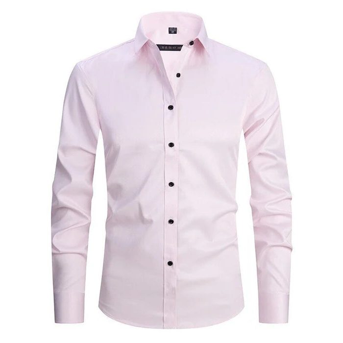 Button-Down Long Sleeve Stretch Shirt for Men - Rosa