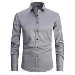 Button-Down Long Sleeve Stretch Shirt for Men - Grau