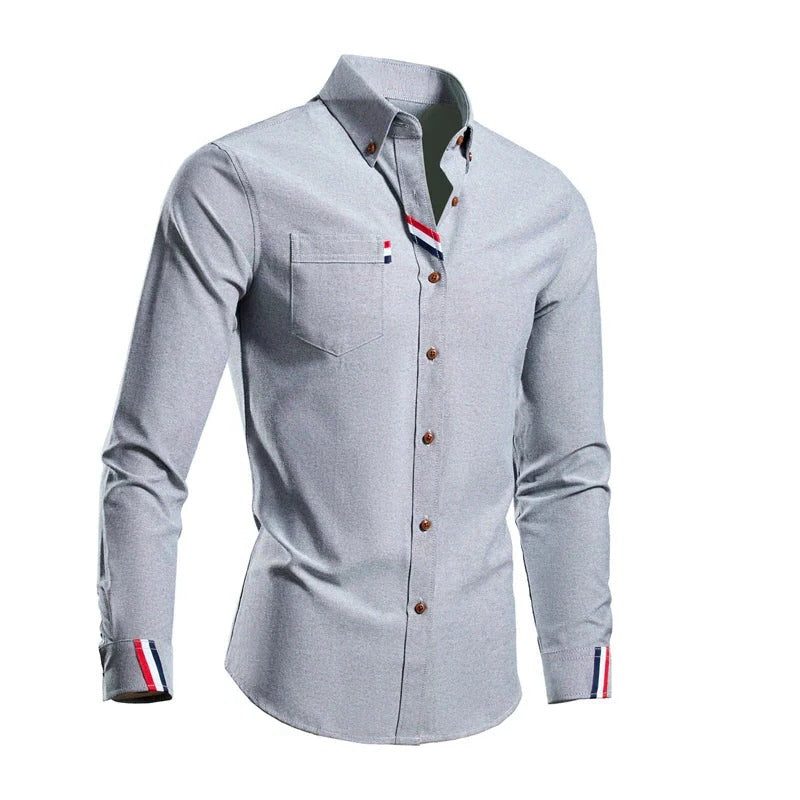 Button-Down Pointed Collar Shirt for Men - Gray