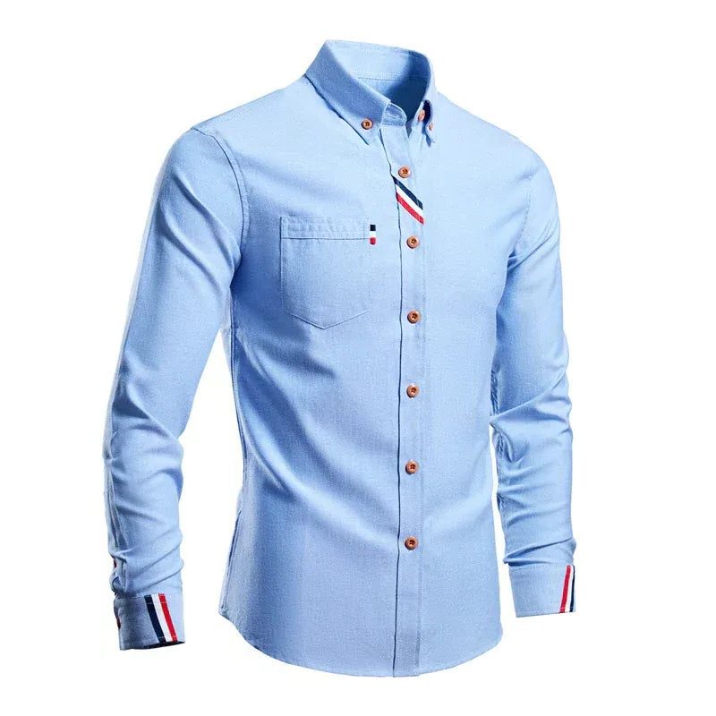 Button-Down Pointed Collar Shirt for Men - Blue