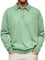 Button-Down Ribbed Knit Long Sleeve Polo Shirt for Men - Light Green