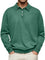 Button-Down Ribbed Knit Long Sleeve Polo Shirt for Men - Dark Green