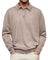 Button-Down Ribbed Knit Long Sleeve Polo Shirt for Men - Khaki