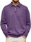 Button-Down Ribbed Knit Long Sleeve Polo Shirt for Men - Purple