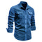 Button-Down Shirt with Chest Pockets for Men - Blue